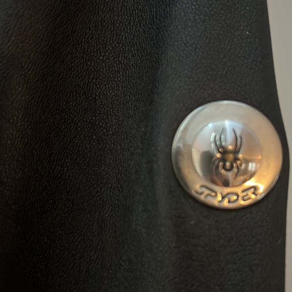 SPYDER Gorgeous Dynasty Leather Jacket. Biker style w/curly Lamb collar Size 8 - Picture 5 of 6